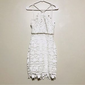 Astr The Label White Sleeveless Floral Crochet Dress